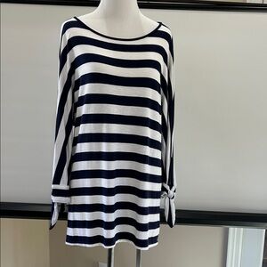 Soft Surroundings Navy and White Striped Long Sleeve Top